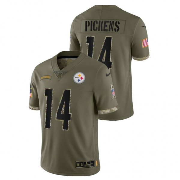 George Pickens Steelers NO. 14 Olive 2022 Salute T...