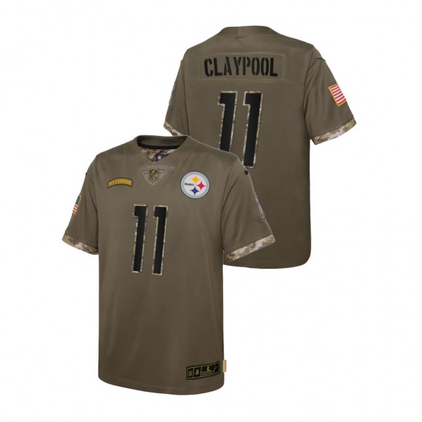 Steelers Chase Claypool 2022 Salute To Service Youth Limited Jersey - Olive
