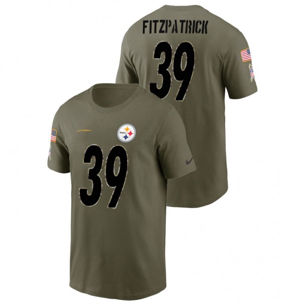Men's Minkah Fitzpatrick Steelers NO. 39 Olive 2022 Salute To Service Name Number T-Shirt