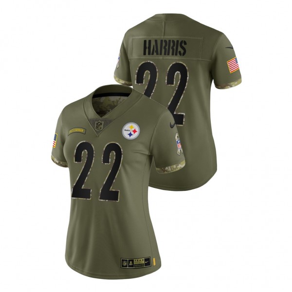 Steelers Najee Harris Olive 2022 Salute To Service Limited Jersey - Women's
