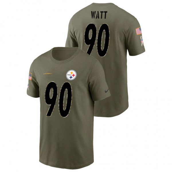 Men's T.J. Watt Steelers NO. 90 Olive 2022 Salute ...