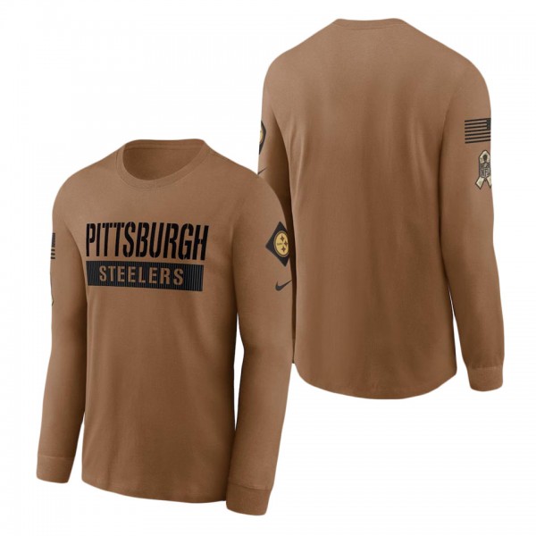Men's Pittsburgh Steelers Brown 2023 NFL Salute To Service Long Sleeve T-Shirt