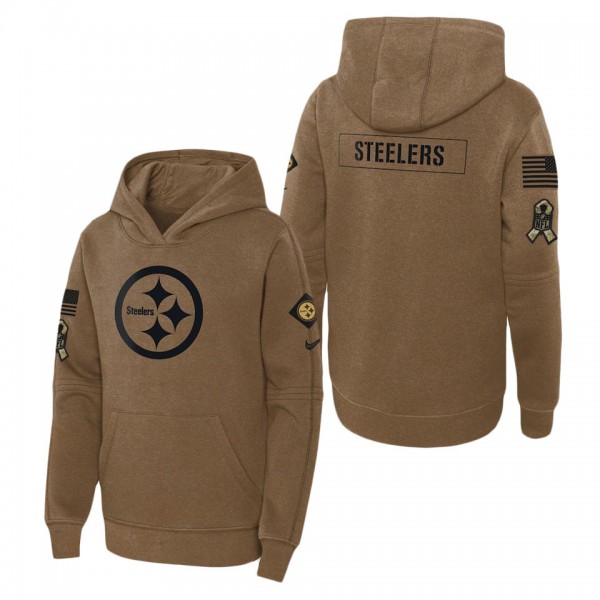 Youth Pittsburgh Steelers Brown 2023 NFL Salute To Service Club Fleece Pullover Hoodie