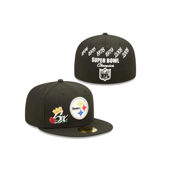 Pittsburgh Steelers Black 6x Super Bowl Champions 59FIFTY Fitted Hat