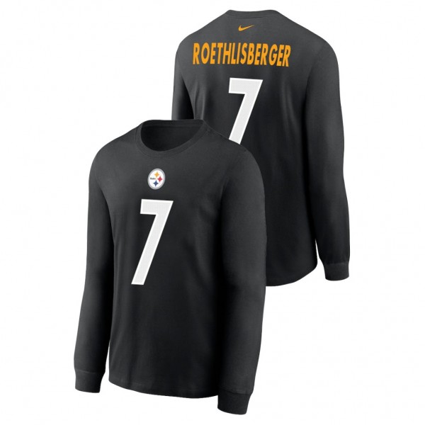Men's Ben Roethlisberger #7 Steelers Black Name Nu...