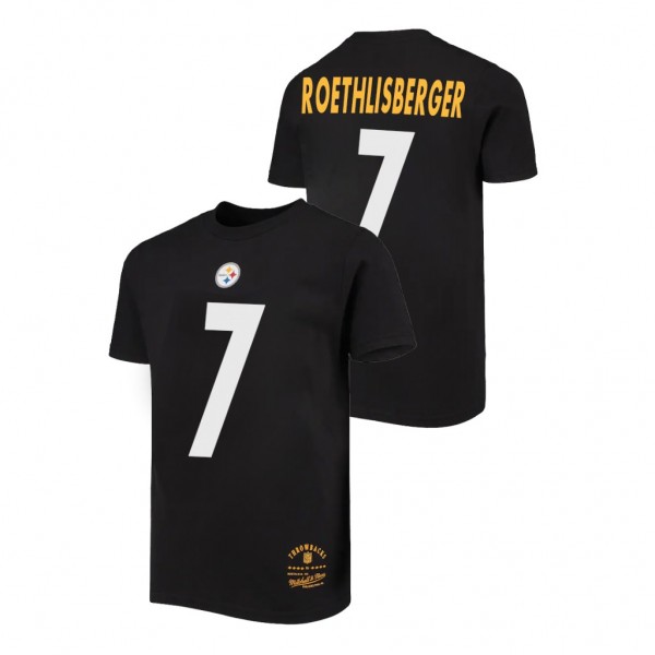 Youth Steelers Ben Roethlisberger Black Retro Name Number T-Shirt