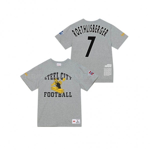 Pittsburgh Steelers Ben Roethlisberger Team Origins Throwback T-Shirt - Gray