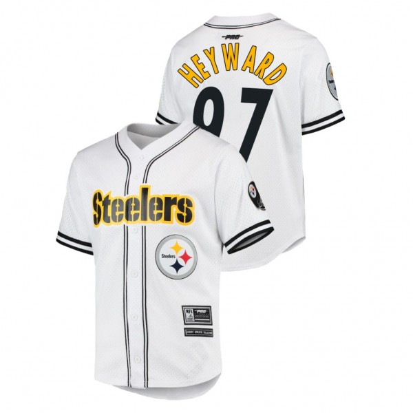 Cameron Heyward Pittsburgh Steelers White Team Logo Mesh Button-Up T-Shirt