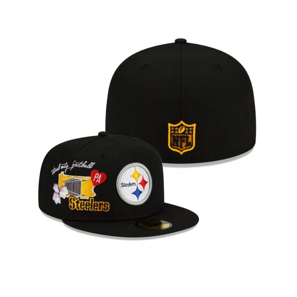 Men's Pittsburgh Steelers Black City Cluster 59FIFTY Fitted Hat