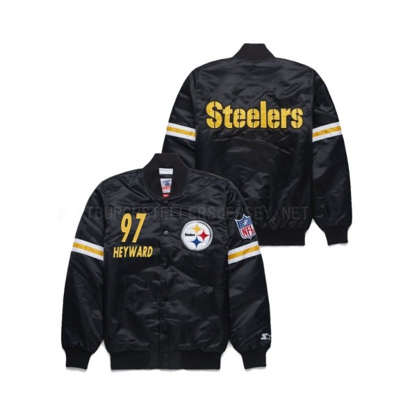 Pittsburgh Steelers Cameron Heyward Black Classic Satin Vintage Jacket