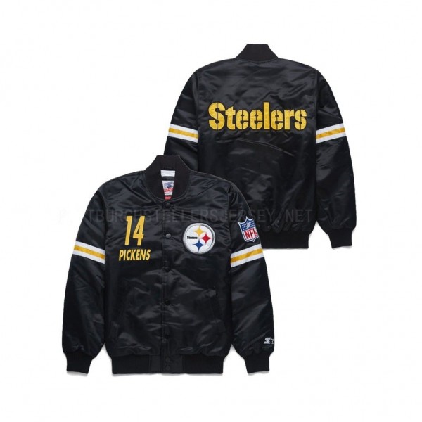 Pittsburgh Steelers George Pickens Black Classic Satin Vintage Jacket