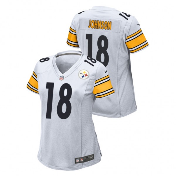 Women's Diontae Johnson #18 Steelers White Game Je...