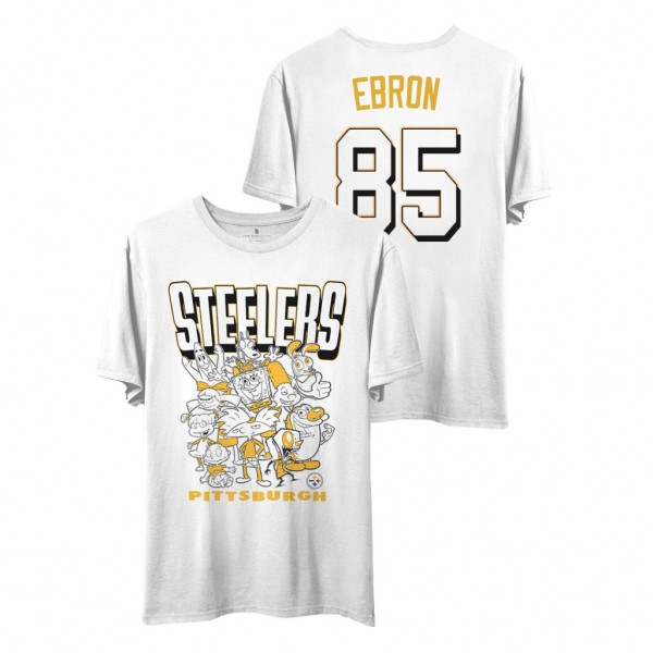 Eric Ebron Pittsburgh Steelers White NFL x Nickelodeon Cartoon Graphic T-Shirt