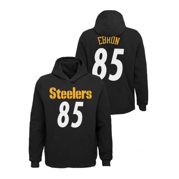 Youth Eric Ebron Steelers Mainliner Player Name Number Pullover Hoodie - Black