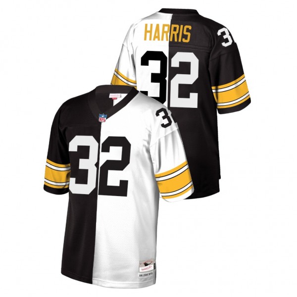 Franco Harris NO. 32 Steelers Split Legacy Replica Retired Player Jersey - Black White