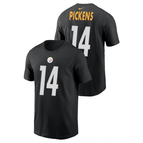 Men's George Pickens #14 Steelers Black 2022 NFL Draft Name Number T-Shirt