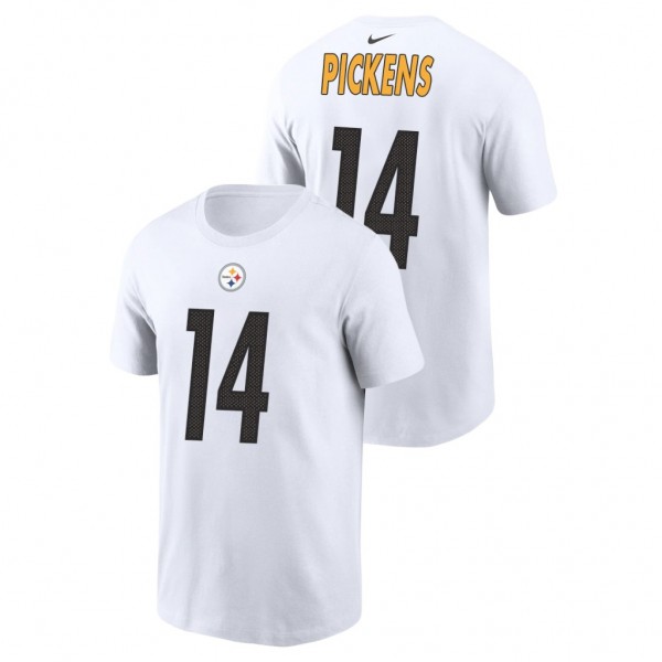 Men's George Pickens #14 Steelers White 2022 NFL Draft Name Number T-Shirt