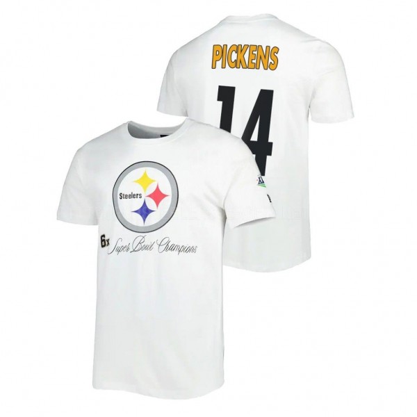 Pittsburgh Steelers George Pickens 6x Super Bowl Champions T-Shirt - White
