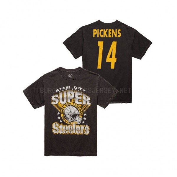 Men's Steelers George Pickens 75th Anniversary Black Vintage T-Shirt