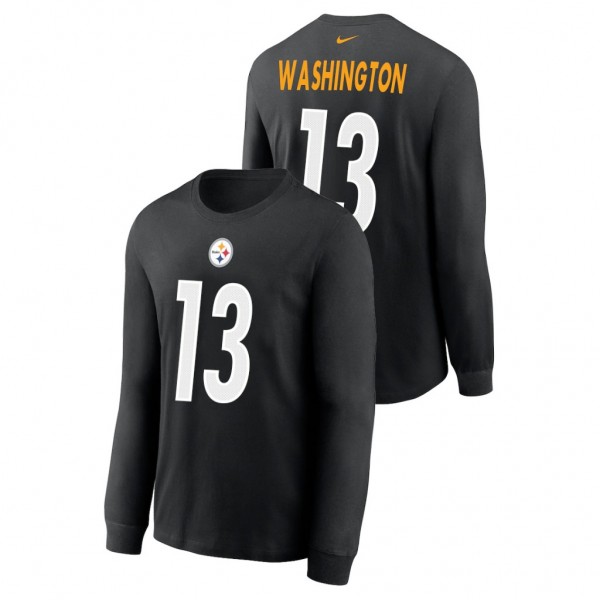 Men's James Washington #13 Steelers Black Name Num...