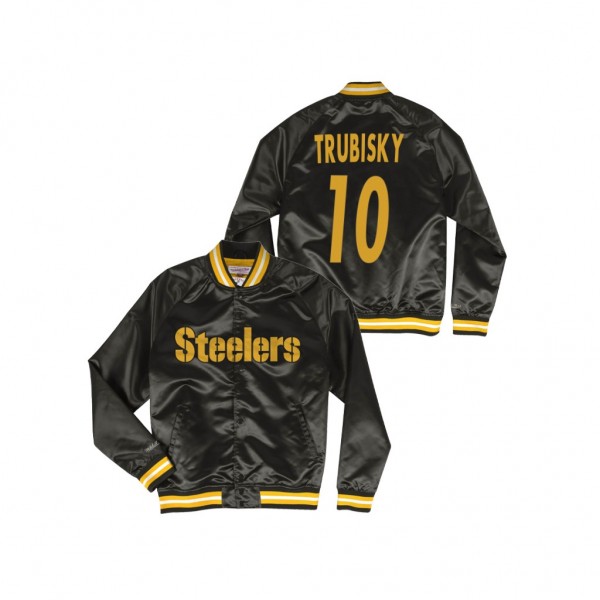 Pittsburgh Steelers Mitchell Trubisky Black Lightweight Satin Full-Snap Jacket