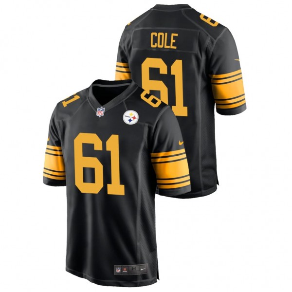 Steelers #61 Mason Cole Black Alternate Game Jerse...