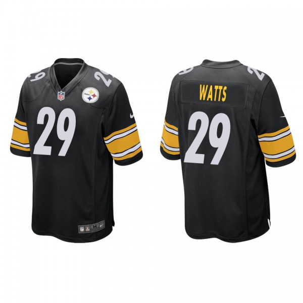 Men's Ryan Watts Pittsburgh Steelers Black Game Je...