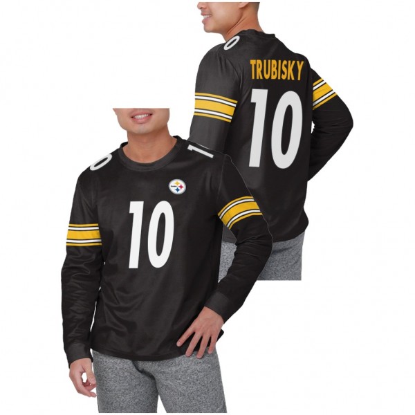 Men's Steelers Mitchell Trubisky Black Game Day Name Number Long Sleeve T-Shirt