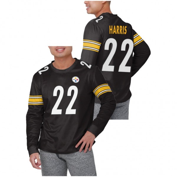 Men's Steelers Najee Harris Black Game Day Name Number Long Sleeve T-Shirt