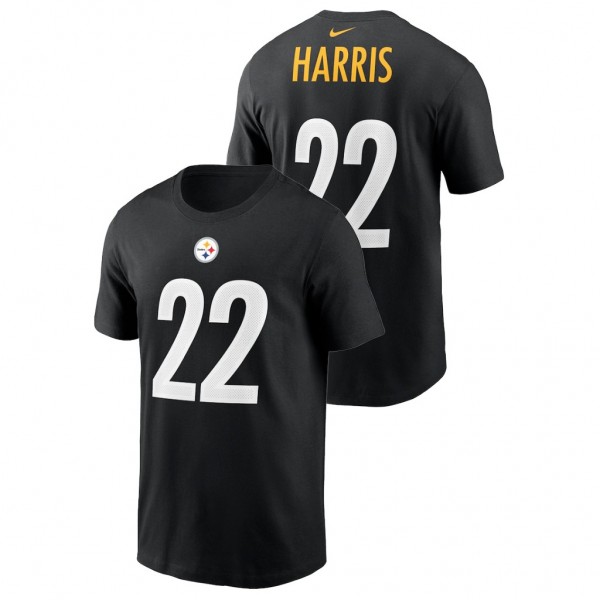 Men's Najee Harris #22 Steelers Black Name Number T-Shirt