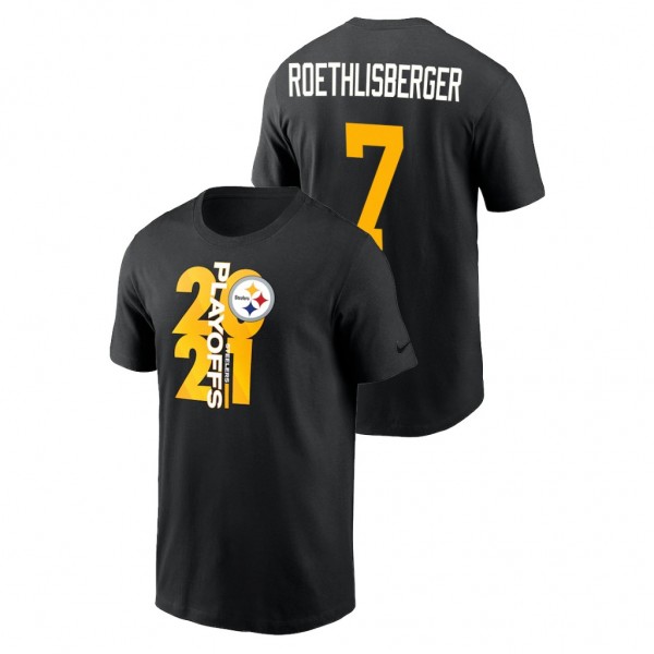 Pittsburgh Steelers Ben Roethlisberger 2021 NFL Playoffs Black T-Shirt