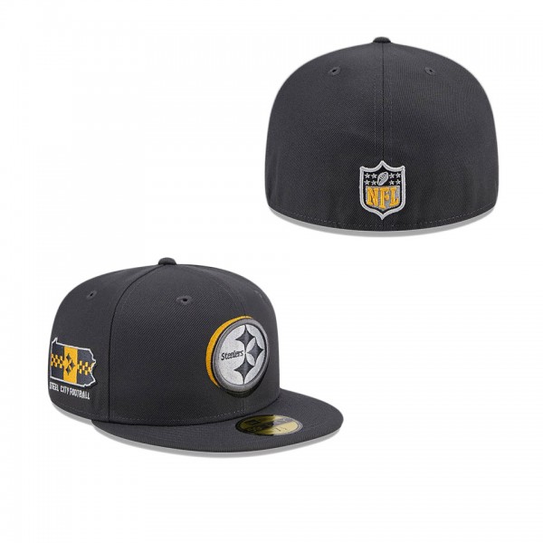 Men's Pittsburgh Steelers Graphite Official 2024 NFL Draft On Stage 59FIFTY Fitted Hat