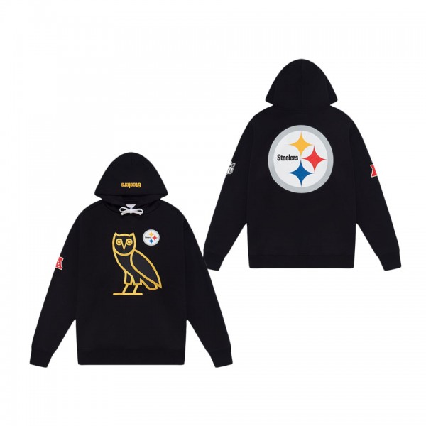 Men's Pittsburgh Steelers OVO x NFL Black OG Owl Pullover Hoodie