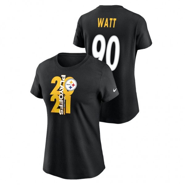 Women's Steelers T.J. Watt 2021 NFL Playoffs Black...