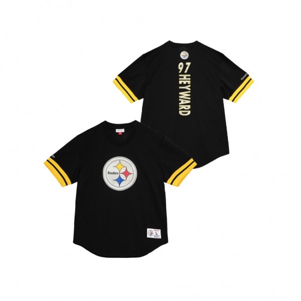 Pittsburgh Steelers Cameron Heyward Black Retro Team Logo Mesh Crewneck T-Shirt
