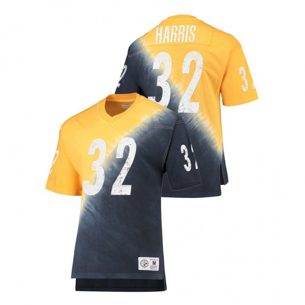 Pittsburgh Steelers Franco Harris Black Gold Retro Retired Player Tie-Dye V-Neck T-Shirt