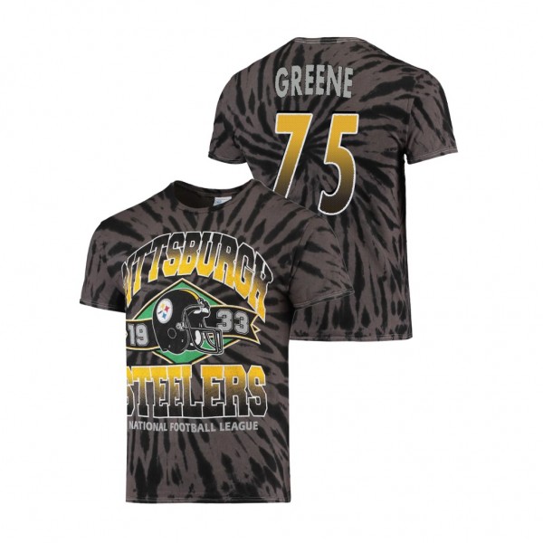 Steelers Joe Greene Black Vintage Tubular Tie-Dye Retired Player T-Shirt