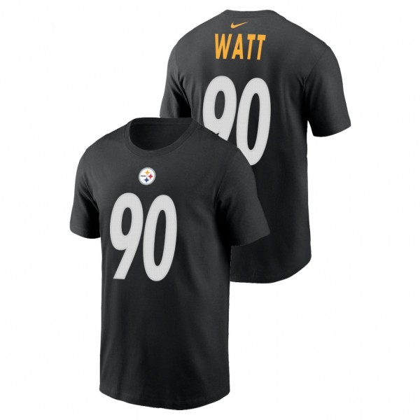 Men's T.J. Watt #90 Steelers Black Name Number T-S...