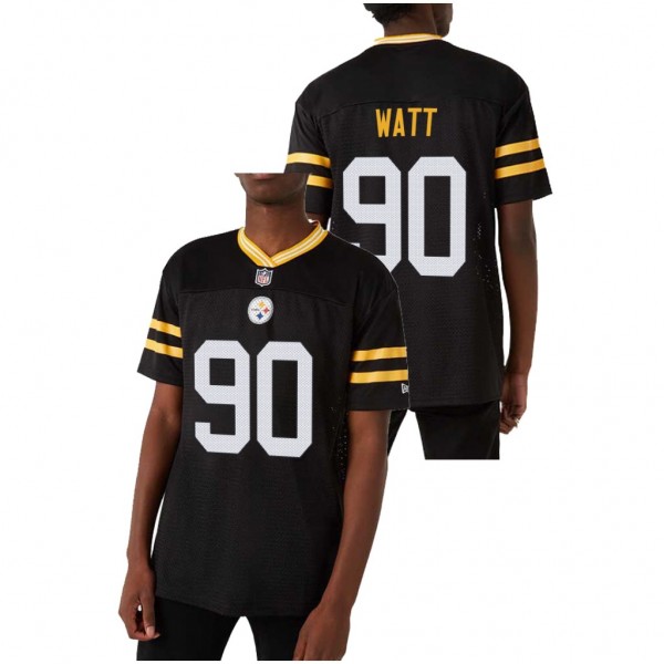 Men's T.J. Watt #90 Steelers Black Name Number Oversized T-Shirt
