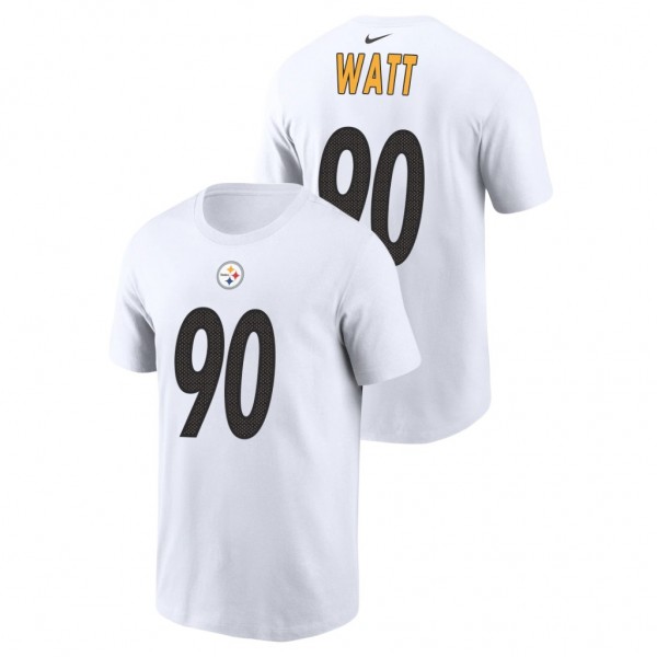 Men's T.J. Watt #90 Steelers White Name Number T-S...