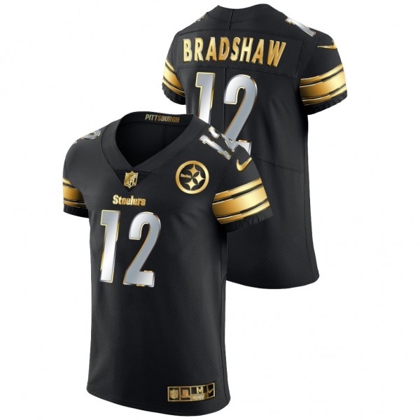 Terry Bradshaw Pittsburgh Steelers Golden Edition Black Vapor Elite Retired Player Jersey