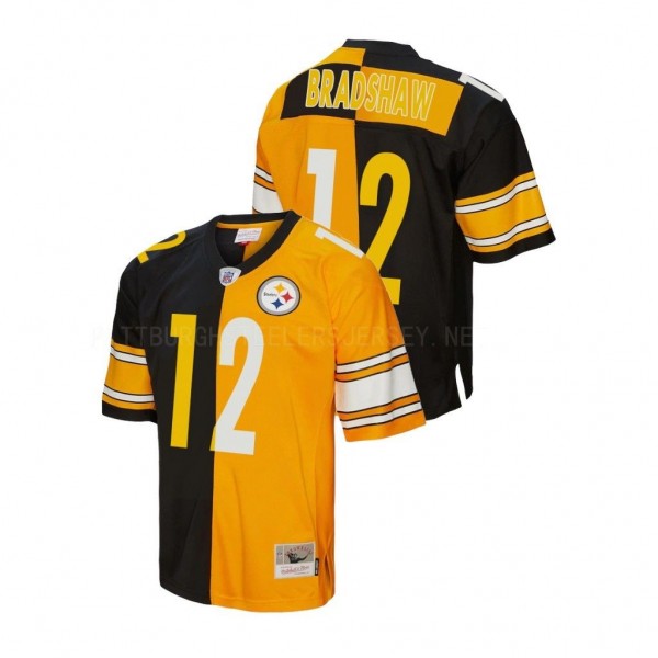 Terry Bradshaw Pittsburgh Steelers Split Legacy Replica Jersey - Black Gold