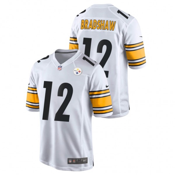 Men's Steelers #12 Terry Bradshaw White Game Retir...