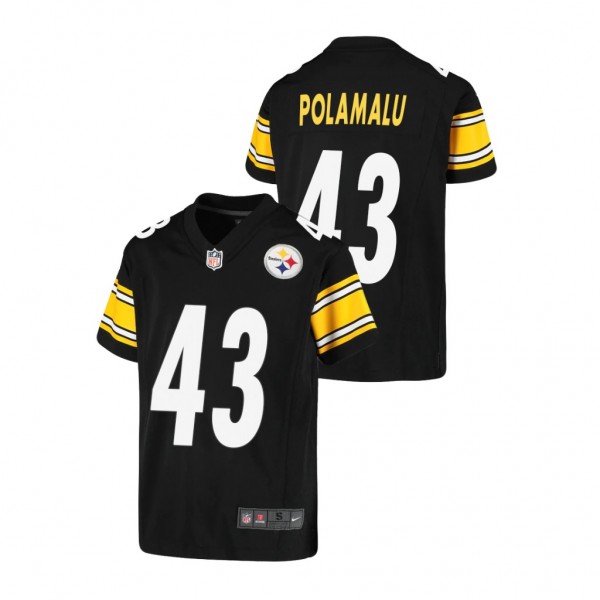 Youth Pittsburgh Steelers Troy Polamalu Black Game Retired Player Jersey