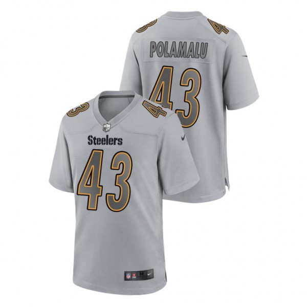 Men's Pittsburgh Steelers Troy Polamalu Replica Atmosphere Retired Player Jersey - Light Gray
