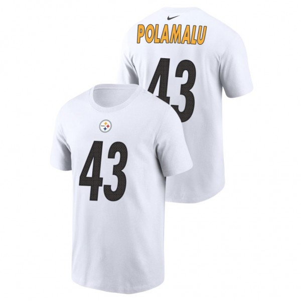 Men's Troy Polamalu #43 Steelers White Name Number...