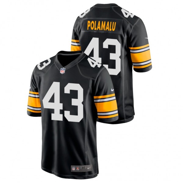 Steelers #43 Troy Polamalu Black Alternate Game Pl...