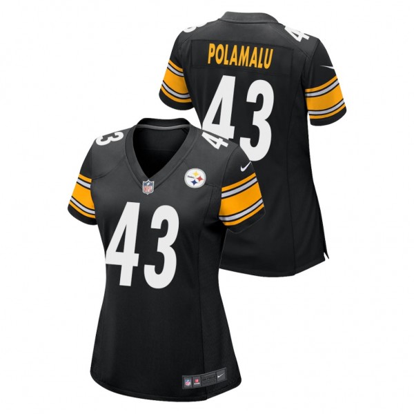 Women's Troy Polamalu #43 Steelers Black Game Retired Player Jersey