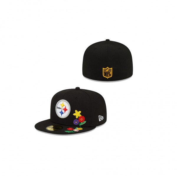 Pittsburgh Steelers Black Visor Bloom 59FIFTY Fitted Hat